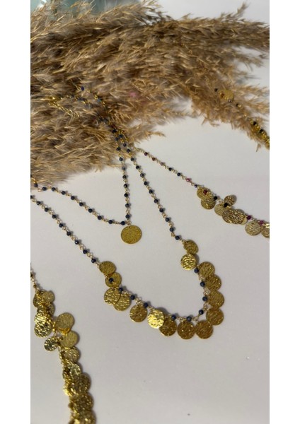 Mavi Akik Pul Detaylı Vintage Tarz Kolye modelleri