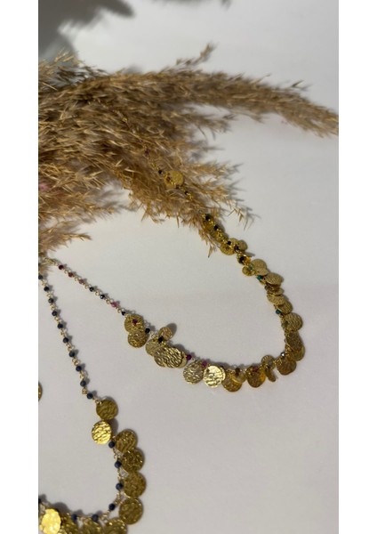 Mavi Akik Pul Detaylı Vintage Tarz Kolye fırsatları