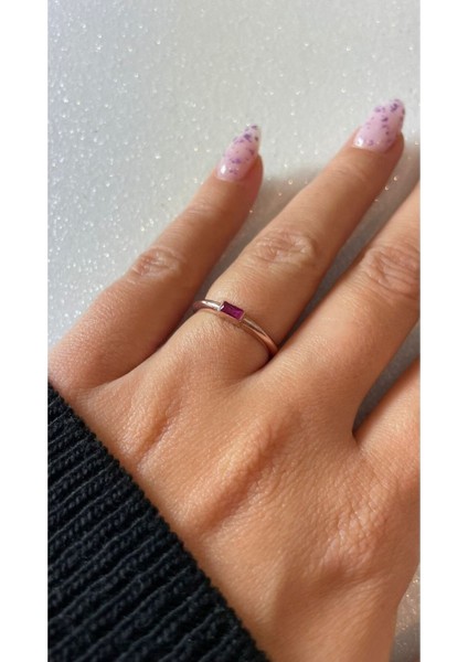 Rose Altın Kaplama Yakut Renk Taşlı Yüzük 925 Ayar Gümüş fiyatları