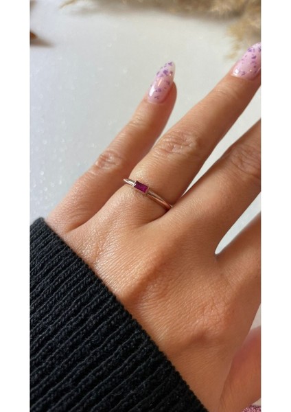 Rose Altın Kaplama Yakut Renk Taşlı Yüzük 925 Ayar Gümüş fırsatları