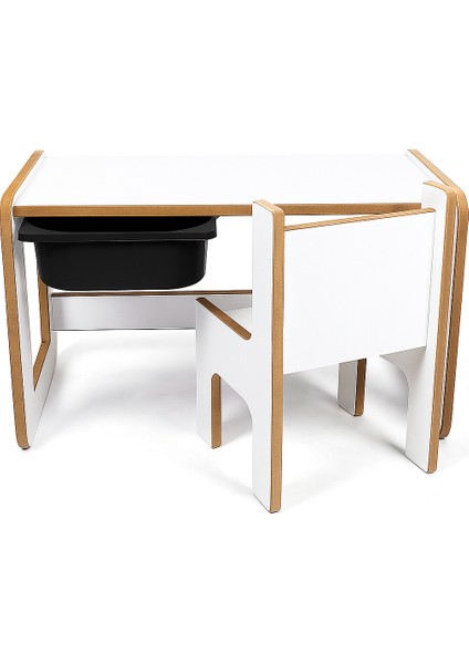 Tek Kişilik Çocuk Oyun, Aktivite ve Etkinlik Masası, Beyaz-Siyah, 18MM 1.sınıf Mdf fiyatları