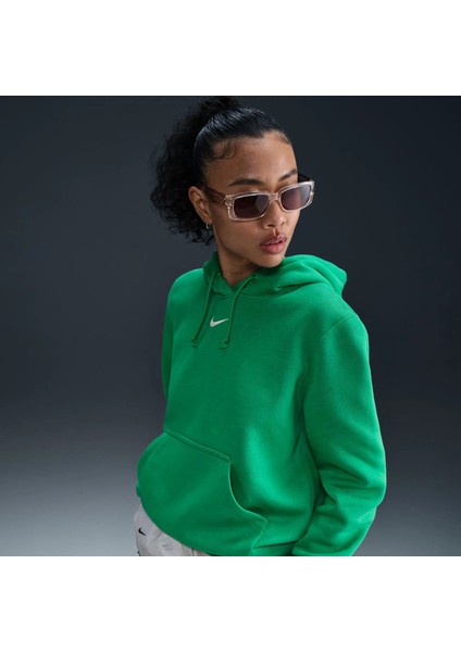 HF6839 324 Nike Phoenix Fleece Po Hoodie Yeşil Kadın Sweatshirt