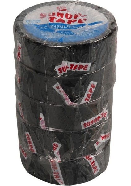 Sunup SN-27918 Siyah 0.13X18 mm Izole Pvc Elektrikçi Bant 5 Li Paket Izola Band