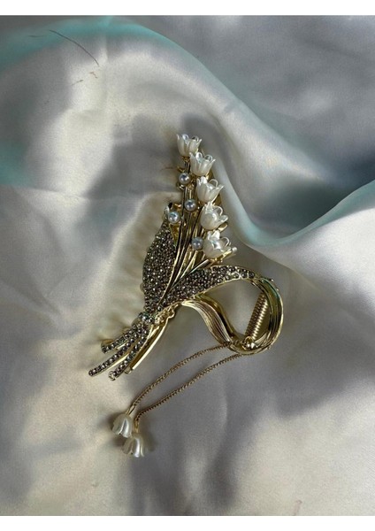 Pinterest Paslanmaz Zirkon Taşlı Çiçek Deste Figürlü Metal 11CM Mandal Toka