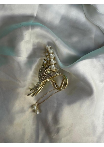 Pinterest Paslanmaz Zirkon Taşlı Çiçek Deste Figürlü Metal 11CM Mandal Toka