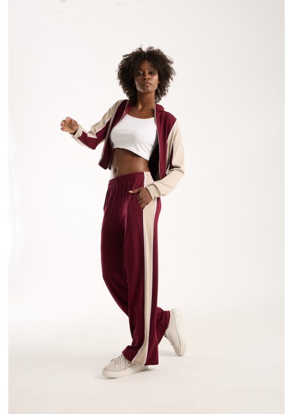 Urbnfıt Kadın Renk Bloklu Fermuarlı Rahat Kesim Eşofman Takımı / Women’s Relaxed Fit Tracksuit fırsatları