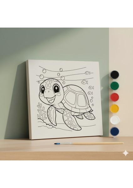 Çocuklar Için Karetta Karetta Boyama Tuvali Eğitici ve Eğlenceli Boyama Seti