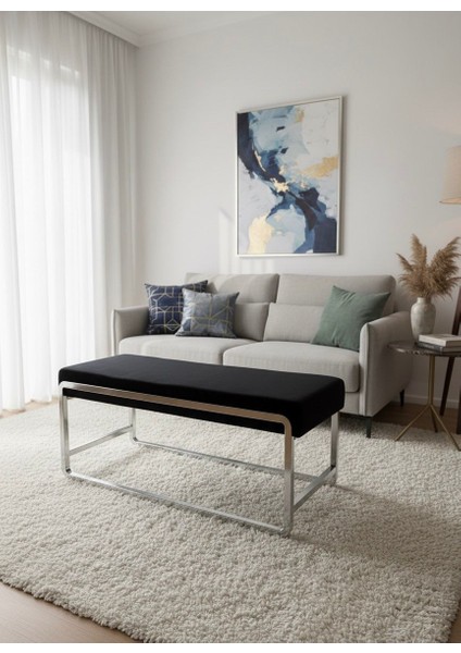 Krom Metal Ayaklı Siyah Puf / Bench fiyatları
