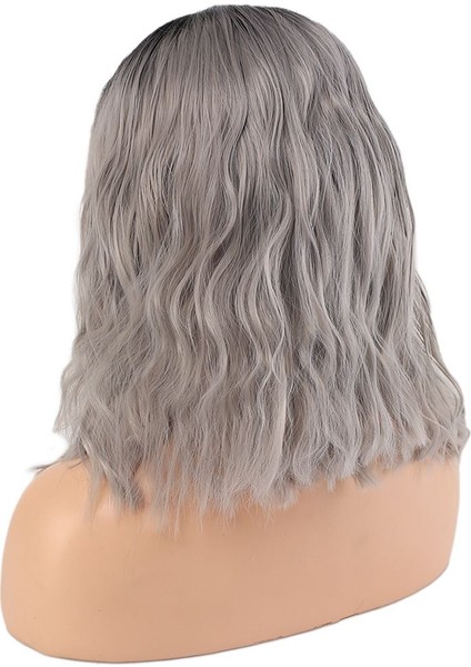 Fiber Sentetik Dalgalı Kısa Tül Peruk / Siyah Gri Ombreli fırsatları