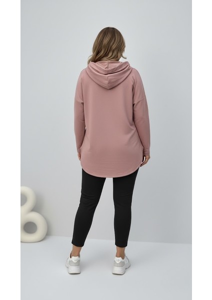 Kadın Büyük Beden Uzun Kollu Kapüşonlu Kanguru Cepli Sweatshirt 2016 fırsatları