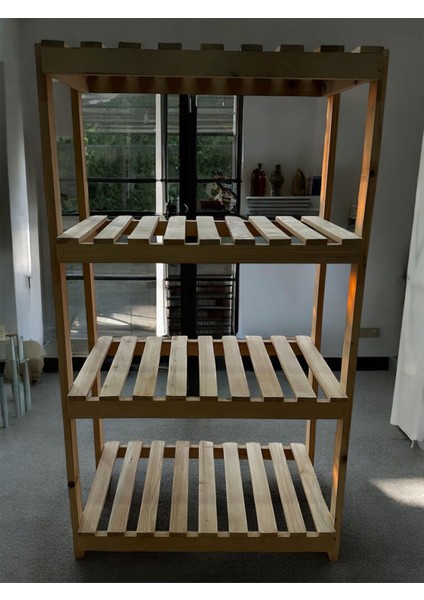 Doğal Ahşap 4 Katlı Dekoratif Raf modelleri