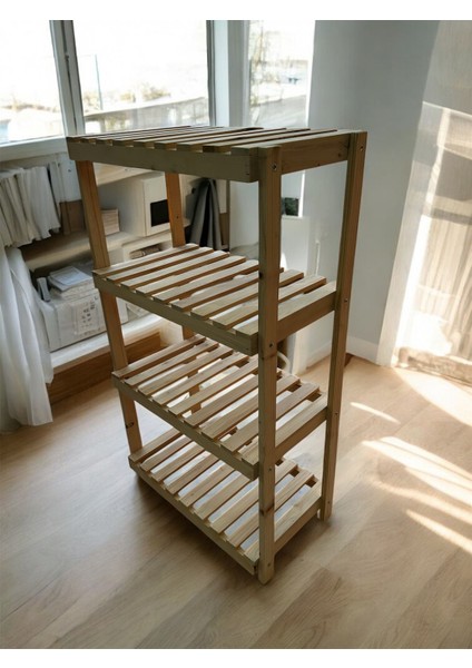 Doğal Ahşap 4 Katlı Dekoratif Raf fırsatları