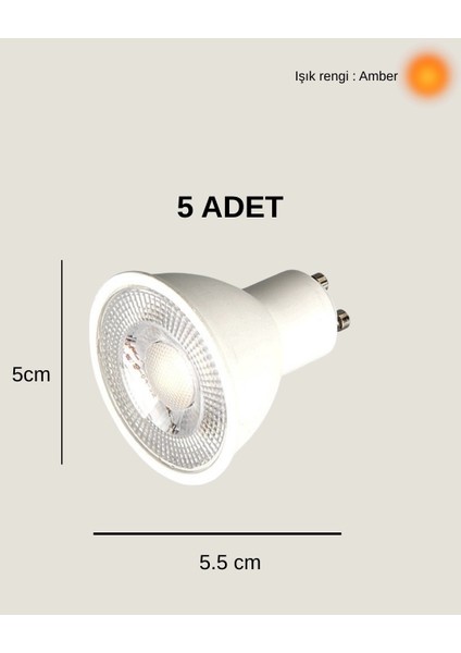 CT-4215 LED Ampul GU10 Duy Amber 8W - 5’li Paket fiyatları
