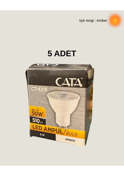 CT-4215 LED Ampul GU10 Duy Amber 8W - 5’li Paket modelleri