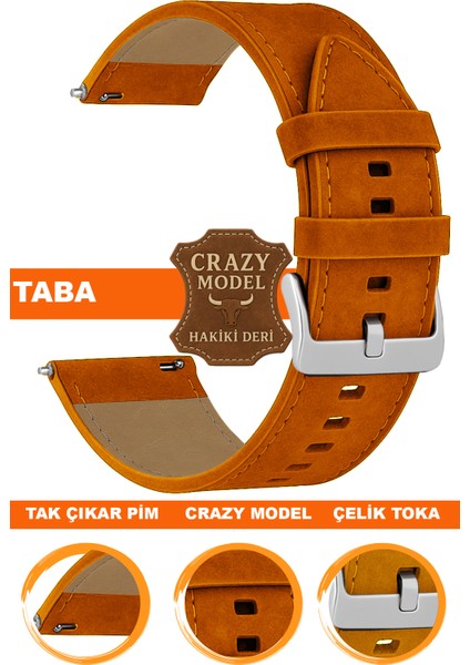 18mm-20mm-22mm-24mm saatlerle uyumlu crazy deri hakiki deri saat kordonu kayışı l10hwc-taba-sılver