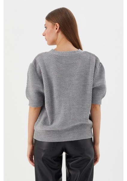 Yıldız Düğmeli Kısa Kol Hırka Grı indirimleri