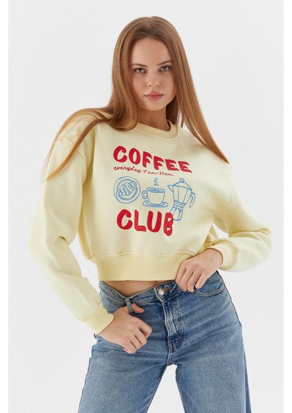 Baskılı Sweatshirt Sarı