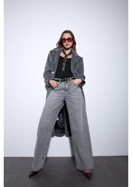 Antrasit Yün Karışımlı Kruvaze Kadın Kaban fırsatları