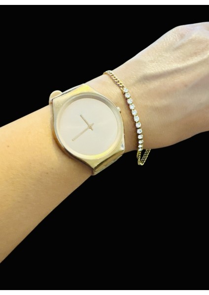 Çelik Gold Zirkon Taşlı Bileklik