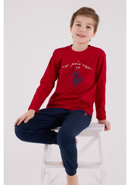 U.s. Polo Assn Uzun Kol Pijama Takım US2233-4 Kırmızı
