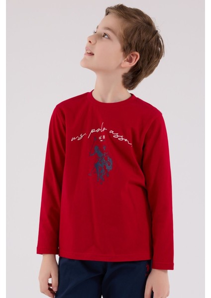 U.s. Polo Assn Uzun Kol Pijama Takım US2233-4 Kırmızı modelleri
