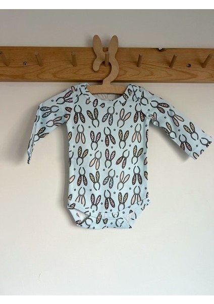 Tavşan Kulak Mavi %100 Organik Pamuklu Unisex Kız Bebek Body Zıbın