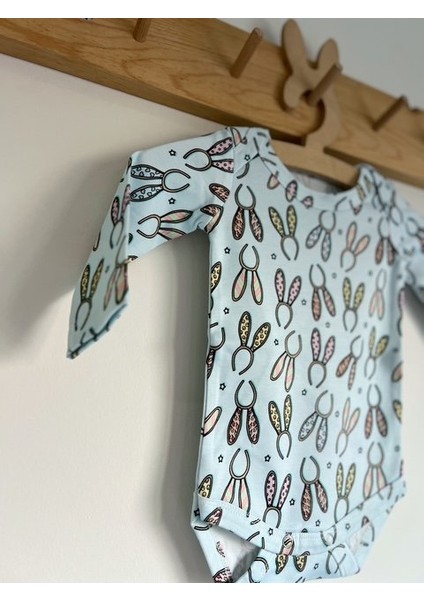Tavşan Kulak Mavi %100 Organik Pamuklu Unisex Kız Bebek Body Zıbın modelleri