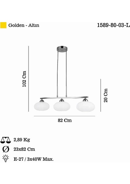Tempa 3'lü Sıralı Altın Avize modelleri