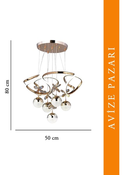 Galaksi Modern Sarkıt 5+1 Papatya Gold Ledli Sarkıt Avize modelleri