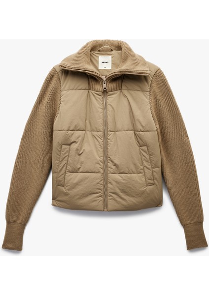 Dik Yaka Uzun Kollu Cepli Fermuarlı Su Itici Anorak Şişme Crop Ceket modelleri