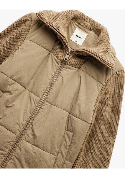 Dik Yaka Uzun Kollu Cepli Fermuarlı Su Itici Anorak Şişme Crop Ceket indirimleri