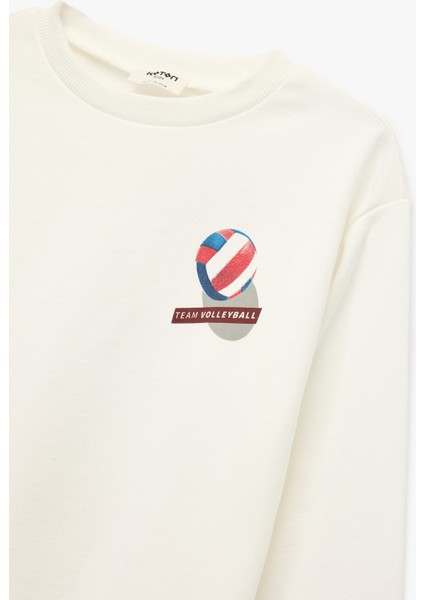 Uzun Kollu Bisiklet Yaka Baskılı Oversize Sweatshirt modelleri