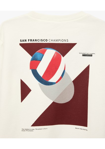 Uzun Kollu Bisiklet Yaka Baskılı Oversize Sweatshirt fırsatları