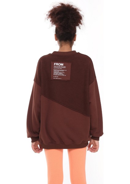 Kadın Bisiklet Yaka Garnili Sırt Detaylı Oversize Sweatshirt
