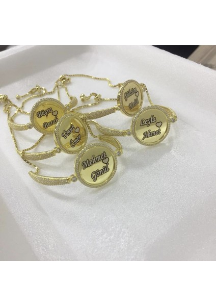 925 Ayar Gold Renk Asansörlü Kişiye Özel Bileklik modelleri