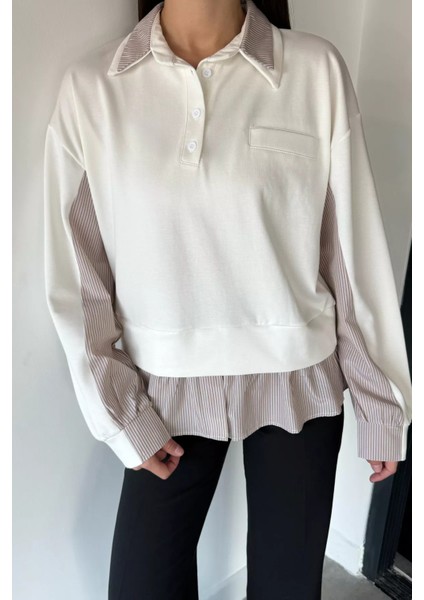 Kadın Polo Yaka Gömlek Garnili Sweatshirt P-00019010 modelleri