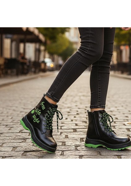 258 Ortopedik Bağcıklı Fermuarlı Kız Çocuk Bot Ayakkabı Kürklü Kız Çocuk Bot