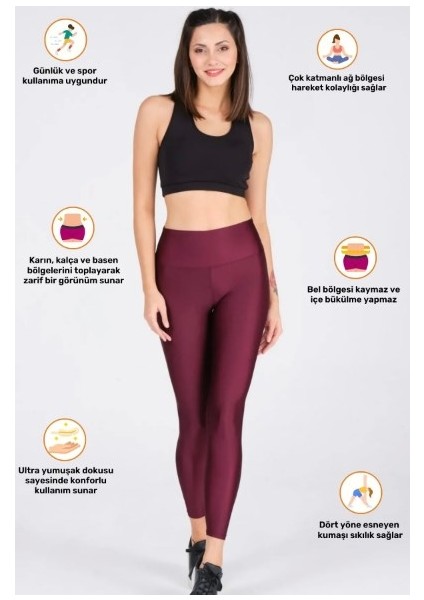 Enenstyle Fashıon Boutıque Kadın Konforlu Yeni Sezon Sporcu Modeli Yazlık Spor Taytı Fitness Gym Training Parlak Spor Tayt