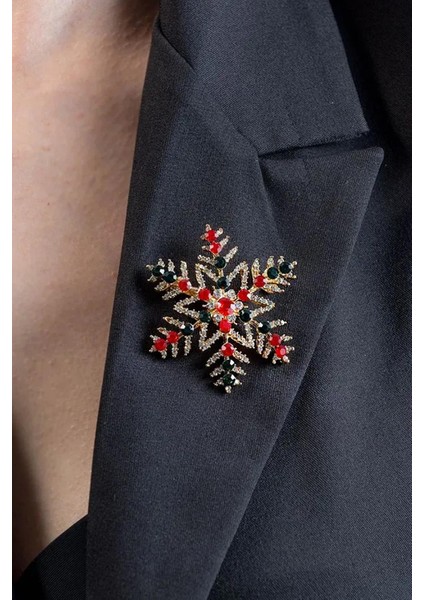 Yılbaşı Renkli Taşlı Kartanesi Yaka Iğnesi Broş fiyatları