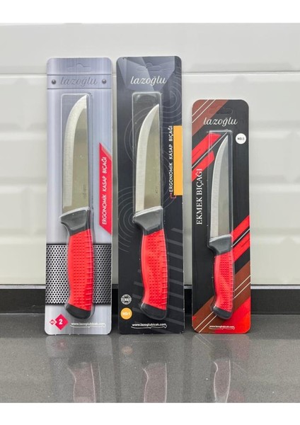3 Parça Kurban Bıçak Seti Profesyonel Kasap Bıçağı Ekmek Bıçağı