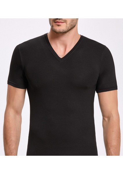 Erkek Giyim 3 Adet Siyah & Lacivert & Beyaz Bambu V Yaka T-Shirt LL.IL16.KE11.001 fırsatları