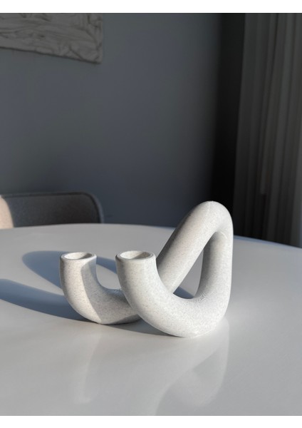 Ikili Modern Dekoratif Şamdan / Mumluk - Boho Tarzı Mermer Desenli Plastik Mumluk modelleri