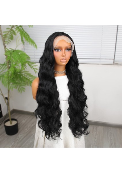 Siyah Ekstra Uzun Fiber Sentetik Dalgalı Tül Peruk fiyatları