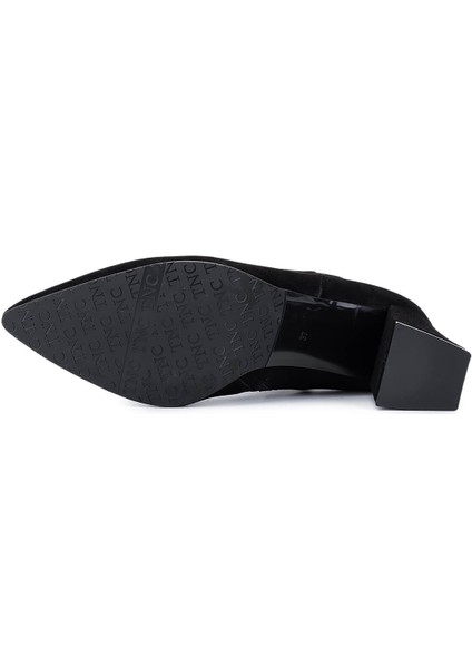 Kadın Hakiki Deri Siyah Süet Topuklu Bot 1074 2281 Bn Bot SK25-26 Sıyah Yarma Suet fırsatları