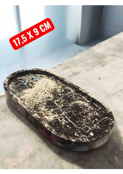 Siyah Taştozu Gümüş Damar Desenli Yağdanlık Altlığı – Mermer Dokulu Şık Sunum Tabağı 17.5 x 9 cm fırsatları
