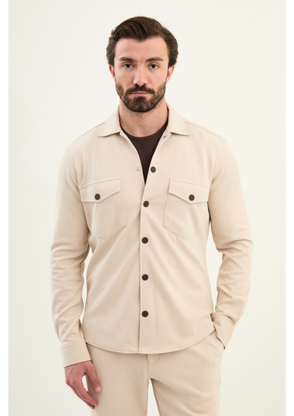 Çizgli Slim Fit Gömlek Yaka Çıtçıtlı Mont Ipli Pantolon Takım fırsatları