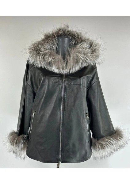 Çift Taraflı Giyilebilir Kadın Deri Mont Sila Model modelleri