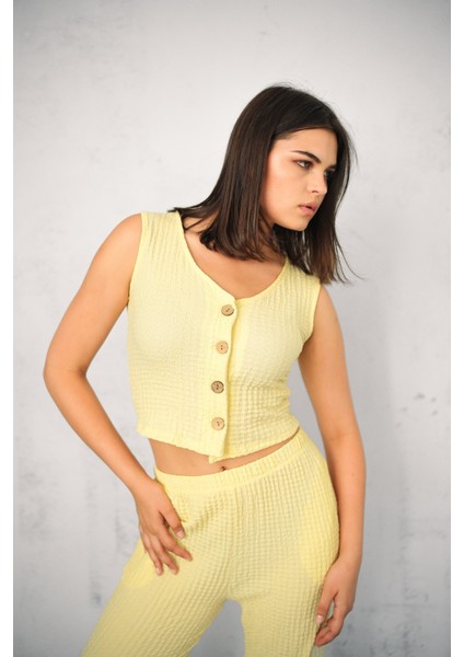 Kadın Gofre Takım Yelekli - Yelek ve Pantolon - Yazlık Takım fiyatları