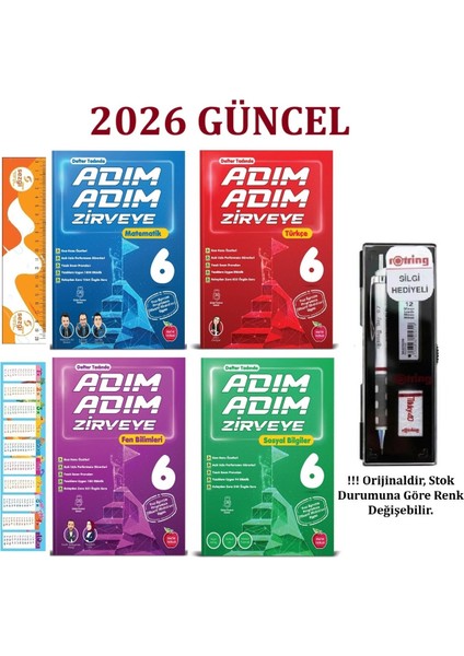 6. Sınıf Adım Adım Etkinlikli Konu Anlatımlı Soru Bankası Seti 4 Kitap+Tikky 0.7 mm Kalem Seti