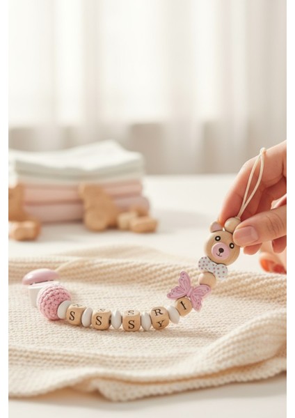 Fitifitibebe Doğal Ahşap Emzik Zinciri - Isme Özel Emzik Askısı Ahşap Emzik Zinciri Emzik Tutucu modelleri